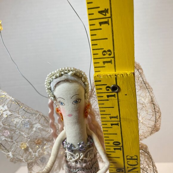 Vintage Handcrafted and painted Fabric Fairy Figurine with Lace Wings and Tassel - Picture 14 of 14